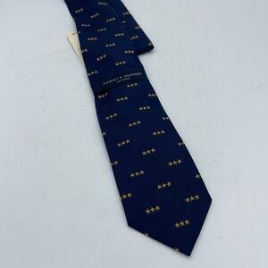 Tommy Hilfiger NWT Navy Blue Silk Men’s Tie Made In USA Gold Stars New Vintage